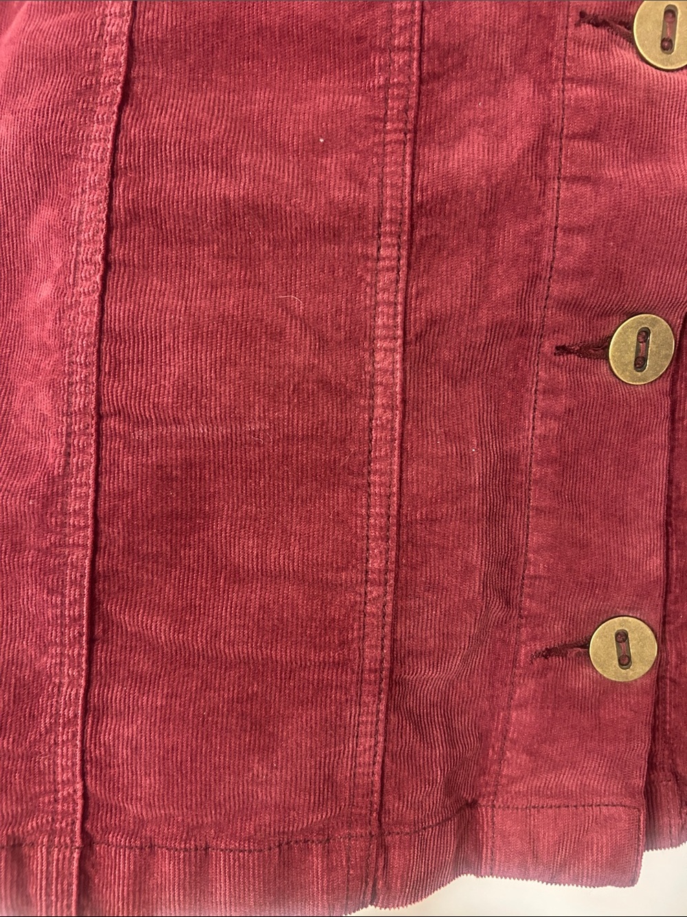 Anthropologie Button-Front Corduroy Midi Skirt in Wine Red - Picture 9 of 11